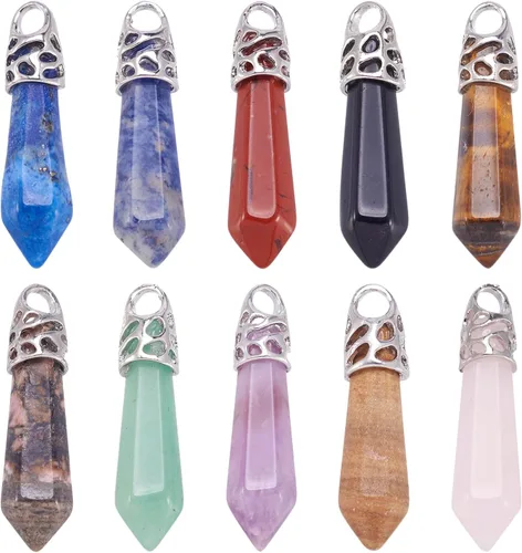 Miniatura 17 de Encantos de piedras preciosas de Fashewelry. Dije de cristal de chakra curativo para la fabricación de joyas., latín, G-G948-18P-FW