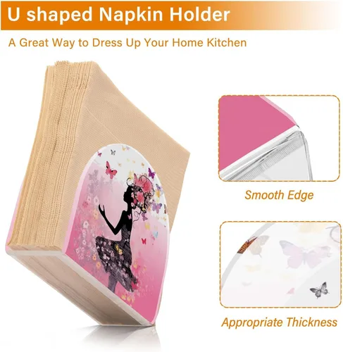Miniatura 4 de Servilleteros de flores y mariposas para niñas, para mesas, servilleteros de acrílico transparente, servilleteros de cóctel para cocina