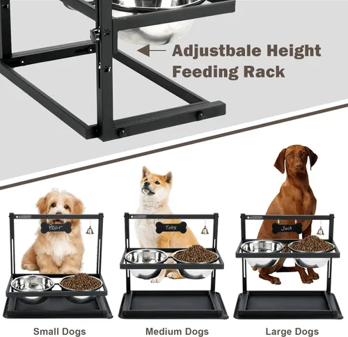 Miniatura 3 de Cuencos elevados con comedero lento para perros grandes y medianos, soporte elevado, ajustable y antideslizante con 2 cuencos de acero inoxidable