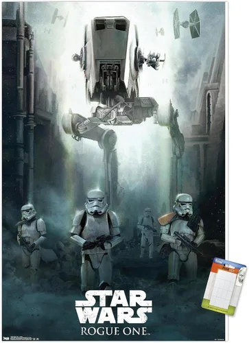 Miniatura 12 de Trends International Star Wars: Rogue One - Póster de pared de asedio, 14.725 x 22.375 pulgadas, versión enmarcada de madera de granero