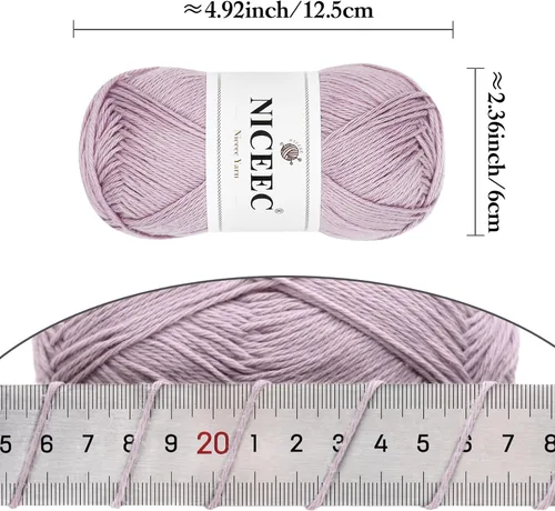 Miniatura 2 de NICEEC 4 madejas de hilo de algodón suave para bebé, 4 capas, manualidades DIY, peso fingering, hilo para manta para ganchillo y tejido, total 700