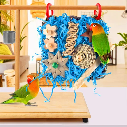 Miniatura 5 de KATUMO Juguetes para pájaros, paquete de 2 alfombrillas de hierba para pájaros, juguetes de pared para periquitos, cacatúas, conure, agapornis
