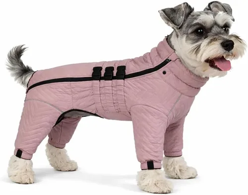 Miniatura 6 de Abrigo cálido para perros de doble capa, chaleco para perros, 4 patas cubiertas, resistente al viento, impermeable, reflectante, gris XS - L