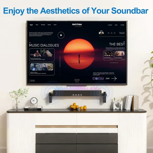 Miniatura 8 de BYMECOST Soporte de barra de sonido de acero resistente debajo del televisor con 2 cajas de almacenamiento, universal de 88 libras, apto para barras