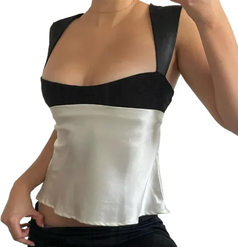 Camiseta sin mangas con cuello en V y ribete de encaje floral para mujer, estilo vintage, con retazos, de encaje, delgada, elegante camisola corta