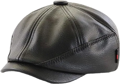 Miniatura 9 de Gorra de hiedra para hombre, sombrero de cuero de PU para hombre, boina ajustable, gorra plana de golf, gorra plana Gatsby, sombrero de pesca