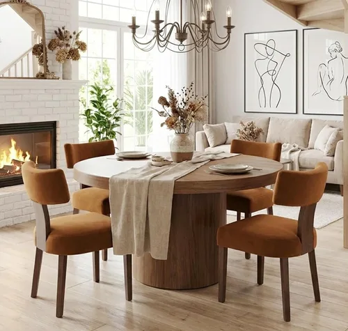 Miniatura 15 de Shunzhi Juego de 2 sillas de comedor modernas de mediados de siglo, sillas tapizadas de madera para comedor, sillas de cocina estilo granja, sillas