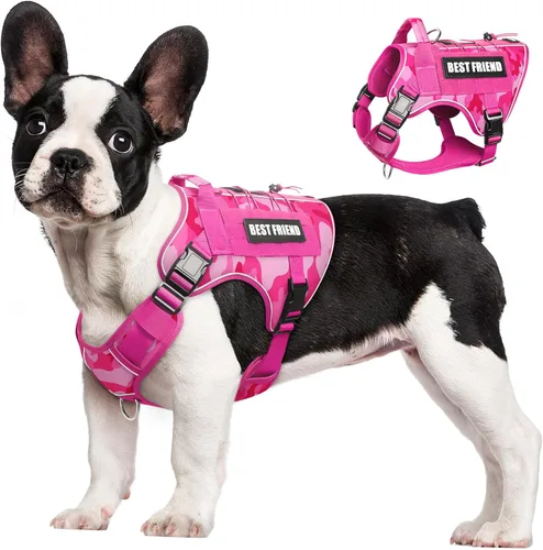 Miniatura 14 de Arnés Táctico para Perros Talla Pequeña, Sin Tirones Chaleco Militar para Perros con Asa, Arnés Reflectante de Servicio Pesado para Mascotas