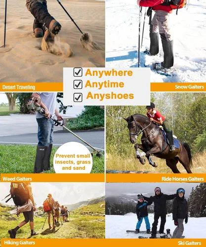 Miniatura 7 de Polainas ajustables para hombres y mujeres, polainas para zapatos de nieve para adolescentes y adultos, para senderismo, raquetas de nieve, polainas