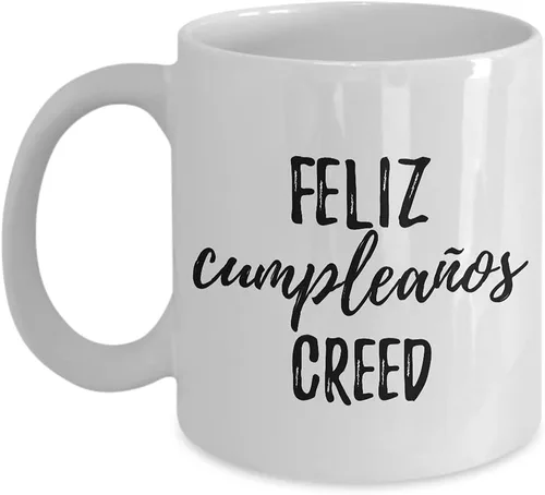 Feliz Cumpleanos Creed Taza Española Feliz Cumpleaños Personalizada Nombre Regalo Café Taza de Té 11 oz