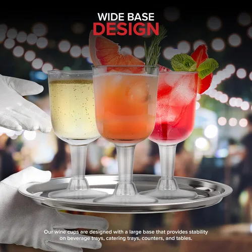 Miniatura 6 de Stock Your Home Copas de vino de plástico transparente de 5 onzas (paquete de 40 unidades), sin BPA y reciclable, copa de vino inastillable, vasos