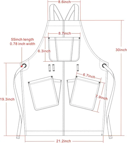 Miniatura 4 de Jeanerlor Delantal de trabajo para mujer y hombre ajustable S-XXL (azul oscuro)