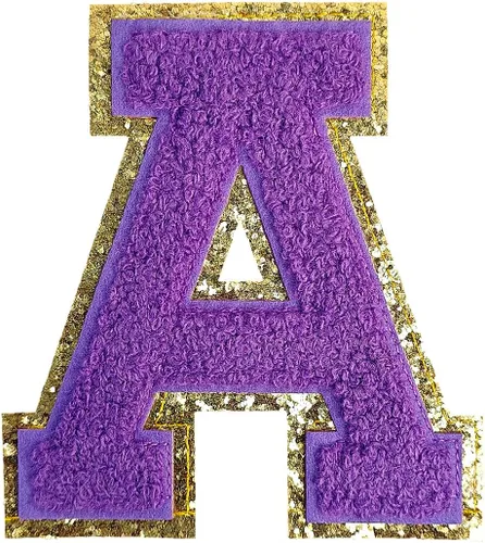Miniatura 172 de GYGYL - 3 parches de letras deportivas de felpilla con purpurina, parches para planchar de tamaño grande para decoración de disfraces