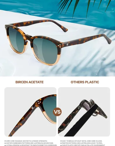 Miniatura 19 de Gafas de sol polarizadas para mujer con protección UV para mujer, a la moda, grandes sombras con marco de acetato BC2110