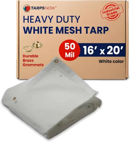 Miniatura 23 de Tarps Now - Lona de malla blanca resistente de 8 x 10 pies con ojales de latón, resistente a los rayos UV, color blanco reflectante 75%, sombra