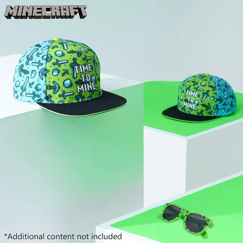 Miniatura 2 de Minecraft Juego de gorra de béisbol y lentes de sol para niños, sombrero ajustable para niños, 100% protección UV, lentes de sol para niños
