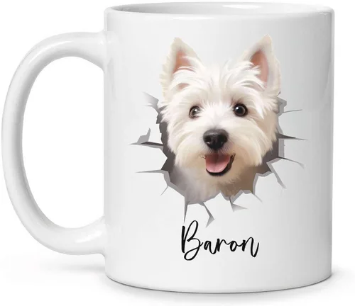 Miniatura 10 de Tazas de café con nombre personalizado único y emocionado Chihuahua rompió la pared, tazas de café personalizadas para perros, regalo para niños