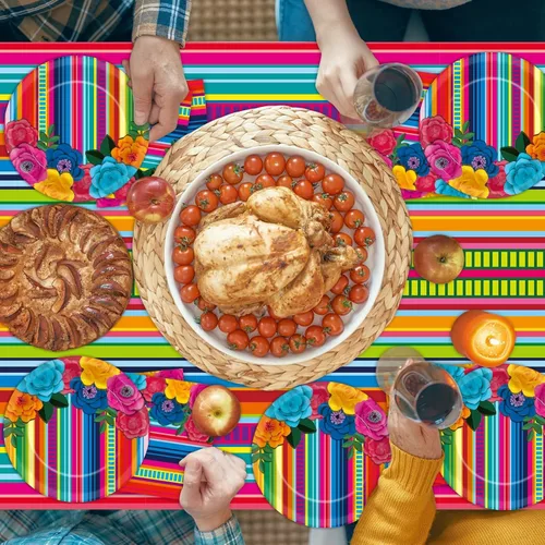 Miniatura 7 de Decoraciones de fiesta mexicana, platos y servilletas para fiesta de taco, suministros de cumpleaños, pastel de papel mexicano, postre, juego