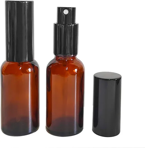 Miniatura 2 de Paquete de 12 aerosoles de vidrio ámbar de 1 onza para aceites esenciales, botella de spray pequeña, espray de niebla fina, pulverizador negro