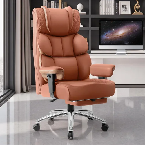 Silla de escritorio de oficina BestGlory, silla de cuero para juegos grande y alta con reposapiés, sillas de computadora ejecutivas ergonómicas y