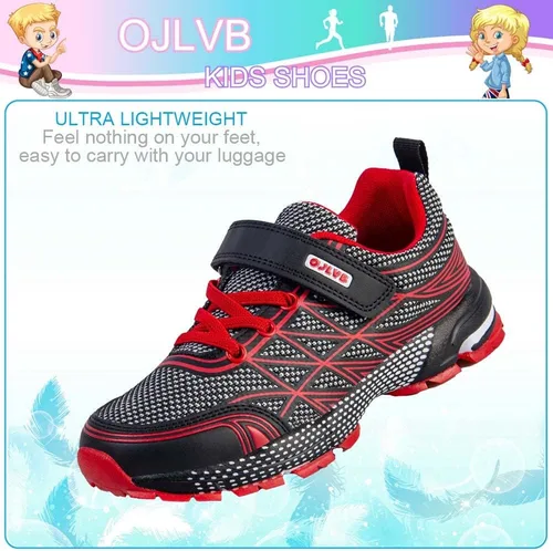Miniatura 7 de OJLVB Boys Girls Sneakers, Kids Tennis Running Shoes, Athletic Walking Gym Trail Shoe Breathable Lightweight