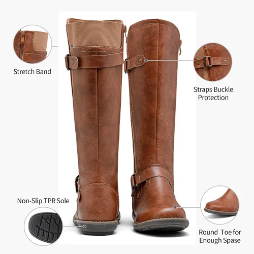 Miniatura 4 de Jeossy Botas hasta la rodilla 9656 para mujer, botas de equitación de moda con hebilla