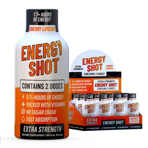 Miniatura 33 de Blue Raspberry Extra Strength Energy Shot 12 unidades – 260 mg de cafeína natural B12 B6 – Apoyo de energía y enfoque – 2 porciones sin azúcar Té
