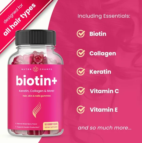 Miniatura 2 de NutraChamps Paquete completo de biotina para cabello, piel y uñas. Paquete de 2 biotina y biotina +