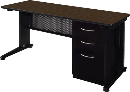 Miniatura 19 de Regency Fusion - Escritorio para profesores de 48 x 24 pulgadas con unidad de cajón de pedestal individual, color cereza