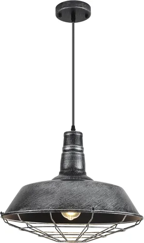 Miniatura 15 de Lámpara colgante negra de granja, luces colgantes grandes de 18.1 pulgadas, isla de cocina, lámpara colgante industrial con jaula de alambre, luz