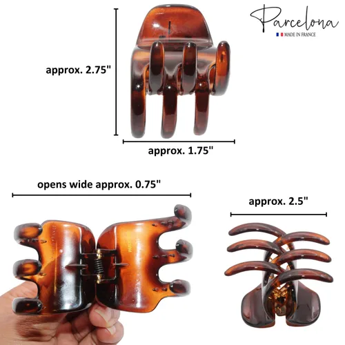 Miniatura 7 de Parcelona Pinzas para el cabello de celuloide de celuloide francés clásico grande de 2 pulgadas, pinzas de garra para el pelo de las mujeres, hechos