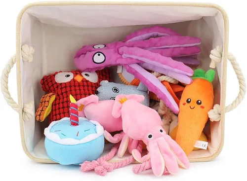 Miniatura 3 de Cesta de almacenamiento de juguetes para perros, plegable, personalizable con diseño de nombre de mascota, organizador para juguetes de perros, F