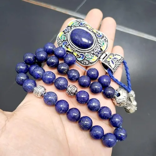Miniatura 3 de Tasbih - Piedra de lapislázuli natural, tamaño de 0.472 in con colgante de lapislázuli tibetano cuentas de oración musulmana (0.394 in x 45 cuentas)