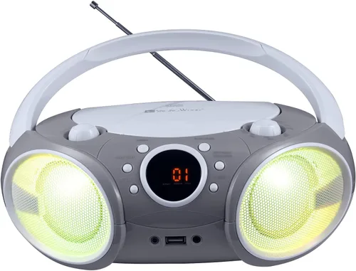 Miniatura 6 de SINGING WOOD 030BTL CD/CD-R/CD-RW Boombox Portátil/w Bluetooth, USB, radio AM/FM, entrada AUX, conector para auriculares, asa de transporte plegable