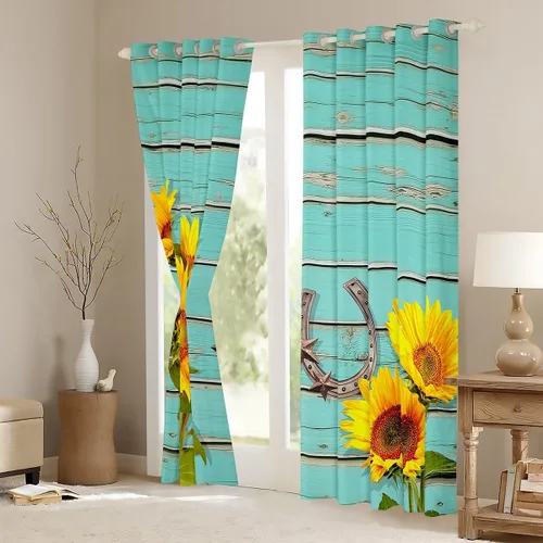 Miniatura 4 de Cortinas de ventana de herradura con estrellas de Texas, cortinas de granero de madera rústicas occidentales, 38 pulgadas de ancho x 45 pulgadas