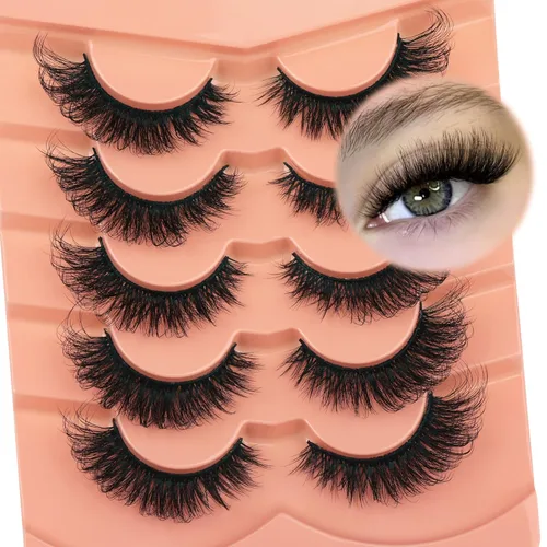 Miniatura 10 de TOOCHUNAG - Pestañas postizas esponjosas 8D de 20mm, pelo de visón sintético, pestañas naturales, gruesas, con volumen, ojo de gato, paquete de 7