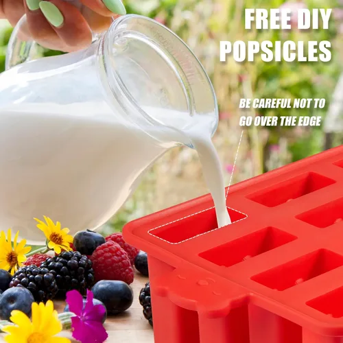 Miniatura 3 de moldes para paletas, De silicona de hielo pop molde de Grado Alimentario de tortas de moldes para helado 50 palitos de paletas 50 bolsa de paletas