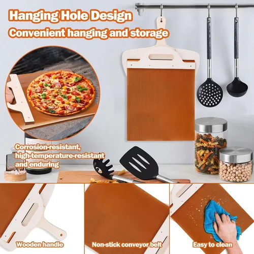 Miniatura 5 de XANGNIER Pala deslizante de pizza, la cáscara de pizza que transfiere perfectamente la pizza, pizza súper mágica, pala de pizza inteligente