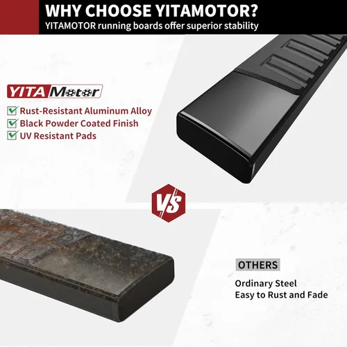 Miniatura 3 de YITAMOTOR Estribos de 6 pulgadas compatibles con Nissan Titan Crew Cab 2004-2024 y Titan XD Crew Cab 2016-2024 Escalones laterales de aluminio negro