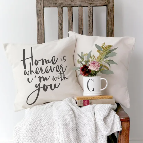 Miniatura 3 de The Cotton & Canvas Co. Home is Wherever I'm with You - Funda de almohada, funda de cojín, funda de almohada decorativa