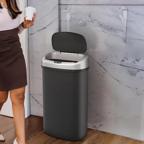 Miniatura 2 de iTouchless Bote de basura automático de 13 galones con tecnología sensor 2.0 y filtro de olor, diseño delgado y sin contacto, ahorro de espacio
