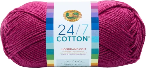 Miniatura 121 de Lion Brand Yarn, Hilo ligero mercerizado de algodón 24/7 para tejer, ganchillo y manualidades, Almirante, 1 paquete, 185 yardas de fibra natural