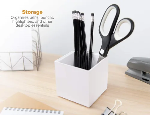 Miniatura 2 de Organizador de escritorio Bostitch Office Konnect con taza para lápices, soporte para bolígrafos, paquete de 2, blanco