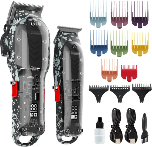 Miniatura 15 de Cortadora de pelo profesional para hombres, kit de peluquería inalámbrico para cortar y arreglar el cabello, juego de cortapelos para corte de pelo