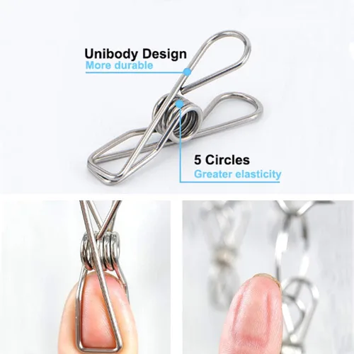 Miniatura 8 de Percha de ropa con 10 clips, estante de secado de ropa, paquete de 6 perchas de acero inoxidable para calcetines y colgador, organizador magnético