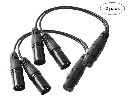Miniatura 4 de XLR Splitter - Cable de conexión equilibrado en Y de 3 pines hembra a macho dual - 1 pie 2 unidades F_2M US