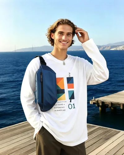 Miniatura 2 de Riñonera para hombres y mujeres Riñonera ajustable (cinturón de 28 a 63 pulgadas) – Bolsa grande impermeable para senderismo, correr, viajes, Azul