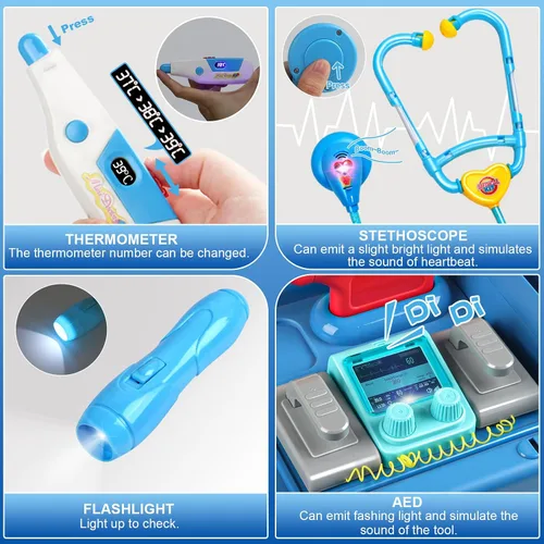 Miniatura 3 de Kit de médico para niños pequeños de 3 a 5 años, divertido juego de doctor para niñas de 2, 3, 4, 5 años, juguetes de vestir con carrito, disfraz