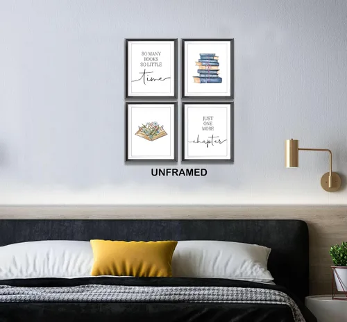 Miniatura 4 de AEHIE So Many Books So Little Time - Póster de pared con texto en inglés "Just One More Chapter Poster Prints for Reading Corner Decoration", cita
