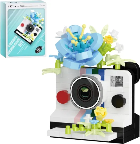 Miniatura 9 de Juego de construcción de 6 mini flores con microladrillos para cámara, juguetes en miniatura para decoración del hogar, regalos creativos